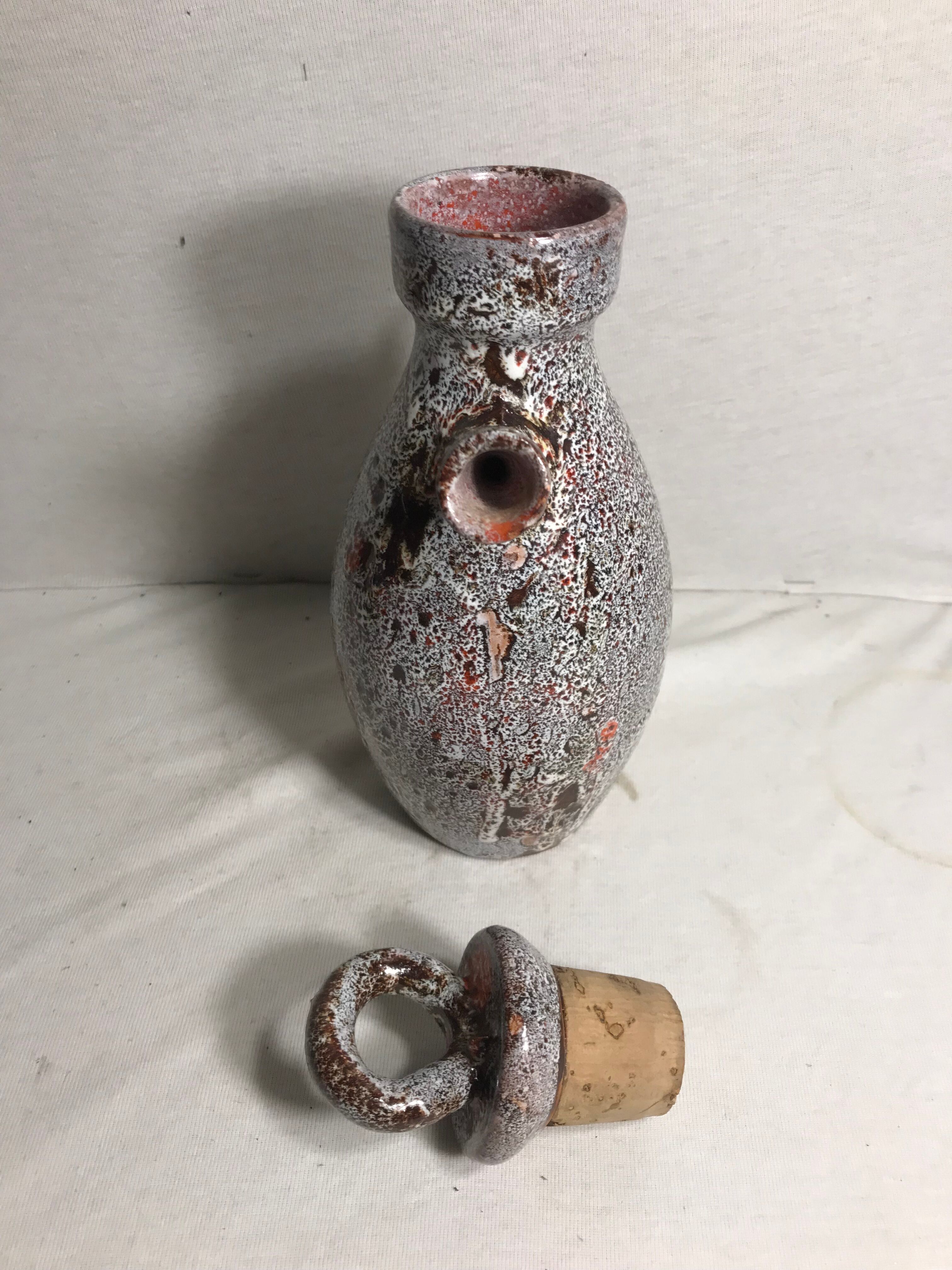 Coffee set decanter and 6 cups enamelled terracotta