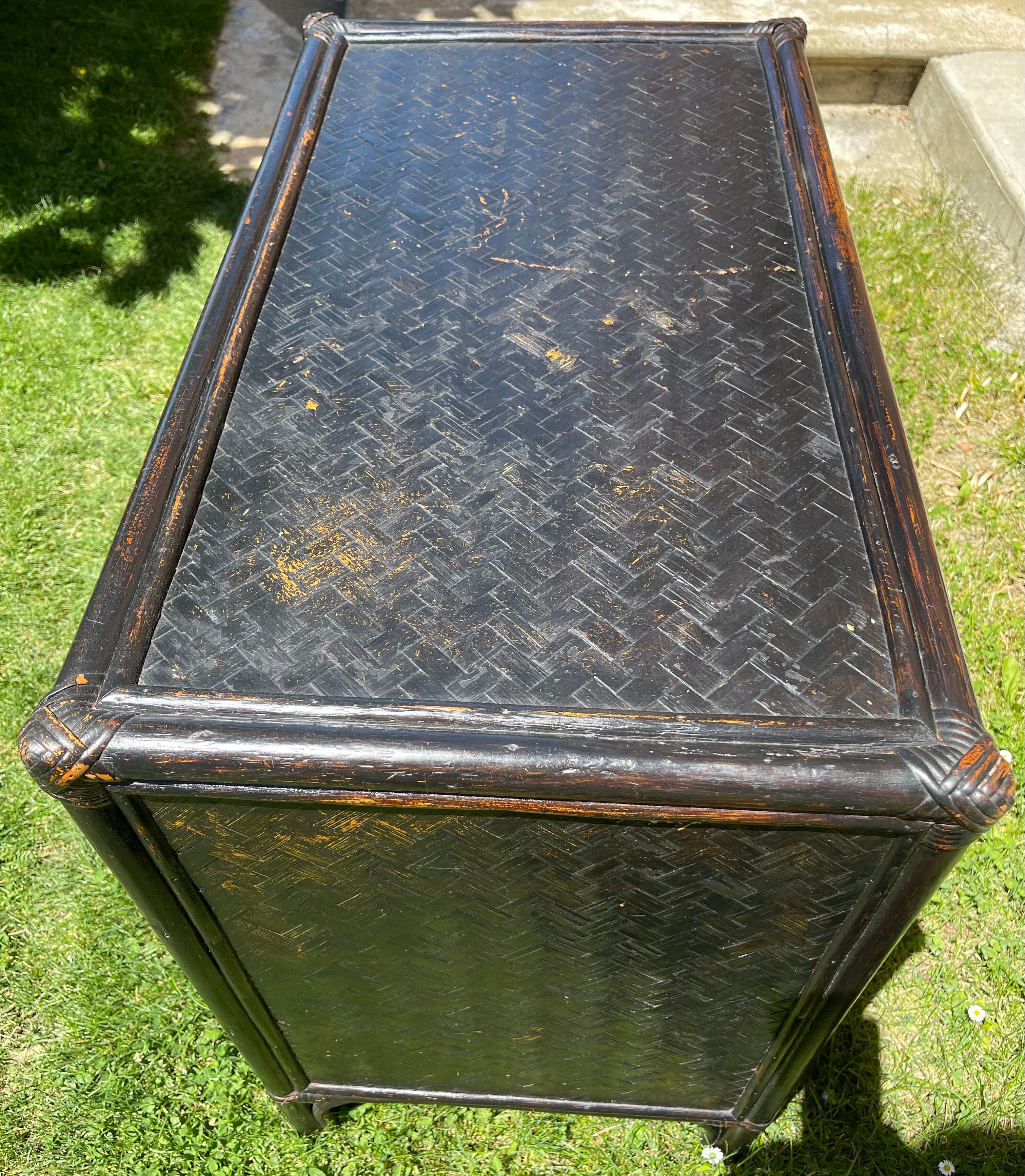 Vintage rattan chest of drawers