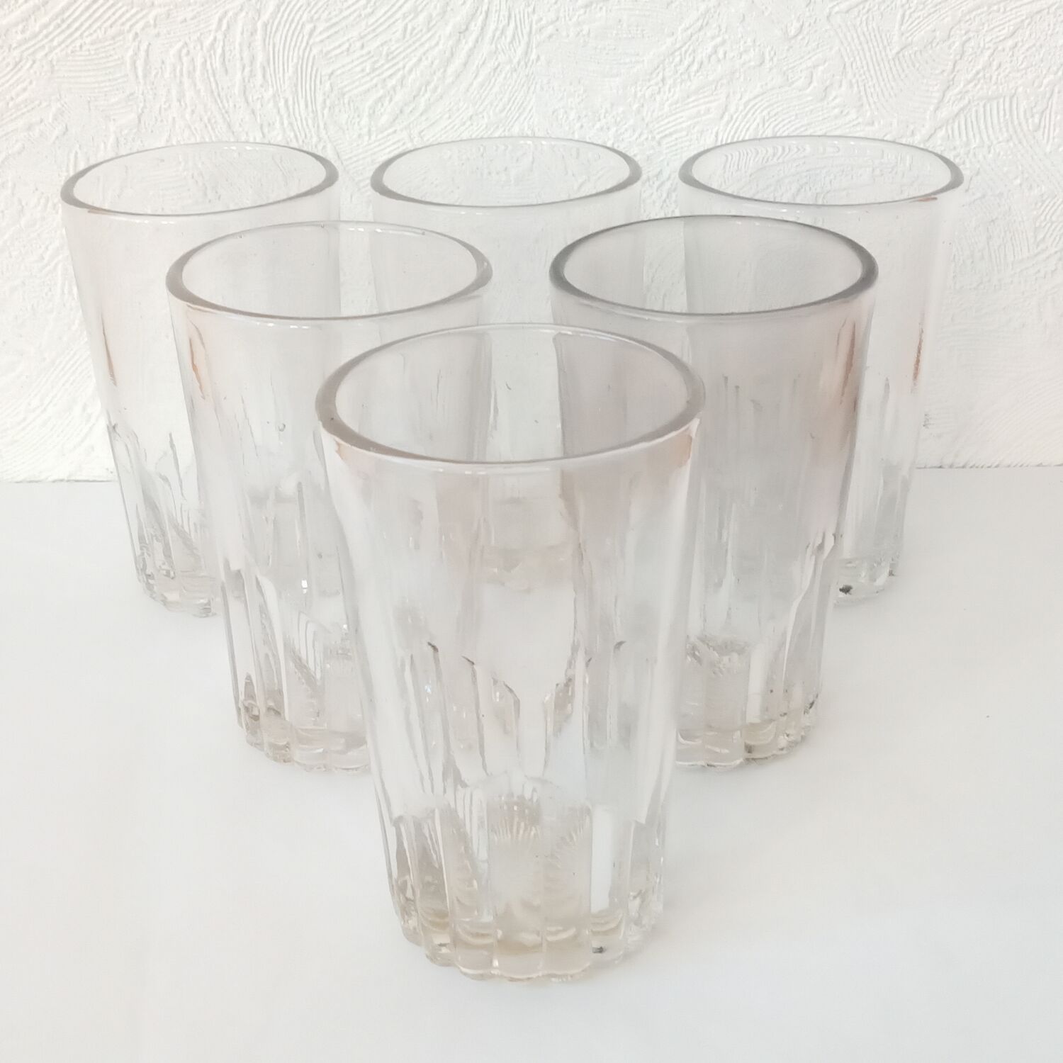 Set of six old bistro glasses