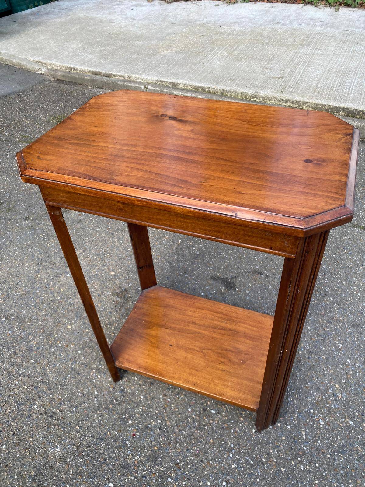 Étagère art déco 1960 en bois massif avec tiroir