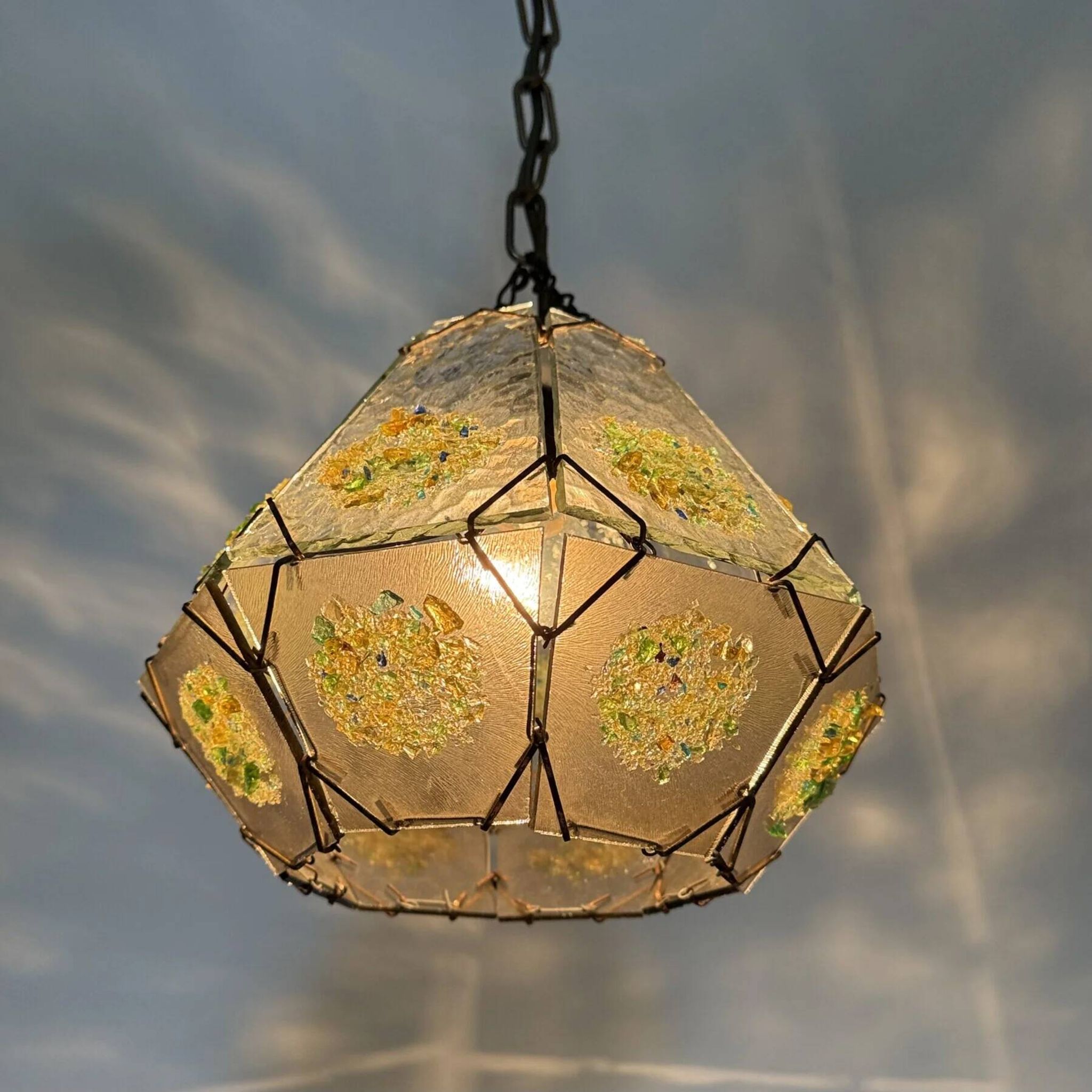 Suspension en verre brutaliste, années 1970