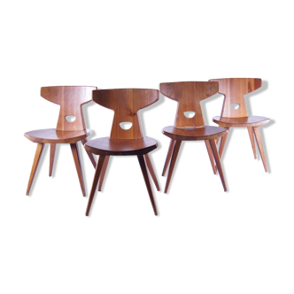 1960s Jacob Kielland-Brandt dining room chairs for I. Christiansen set of 4