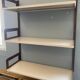 Modular metal wall shelf in brown and beige vintage 70s design.