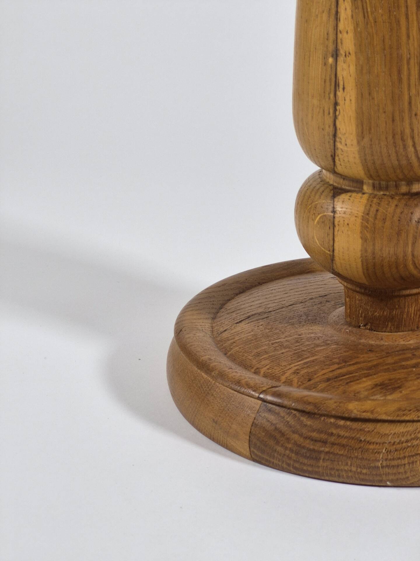Handmade turned oak column flower stand 1950s