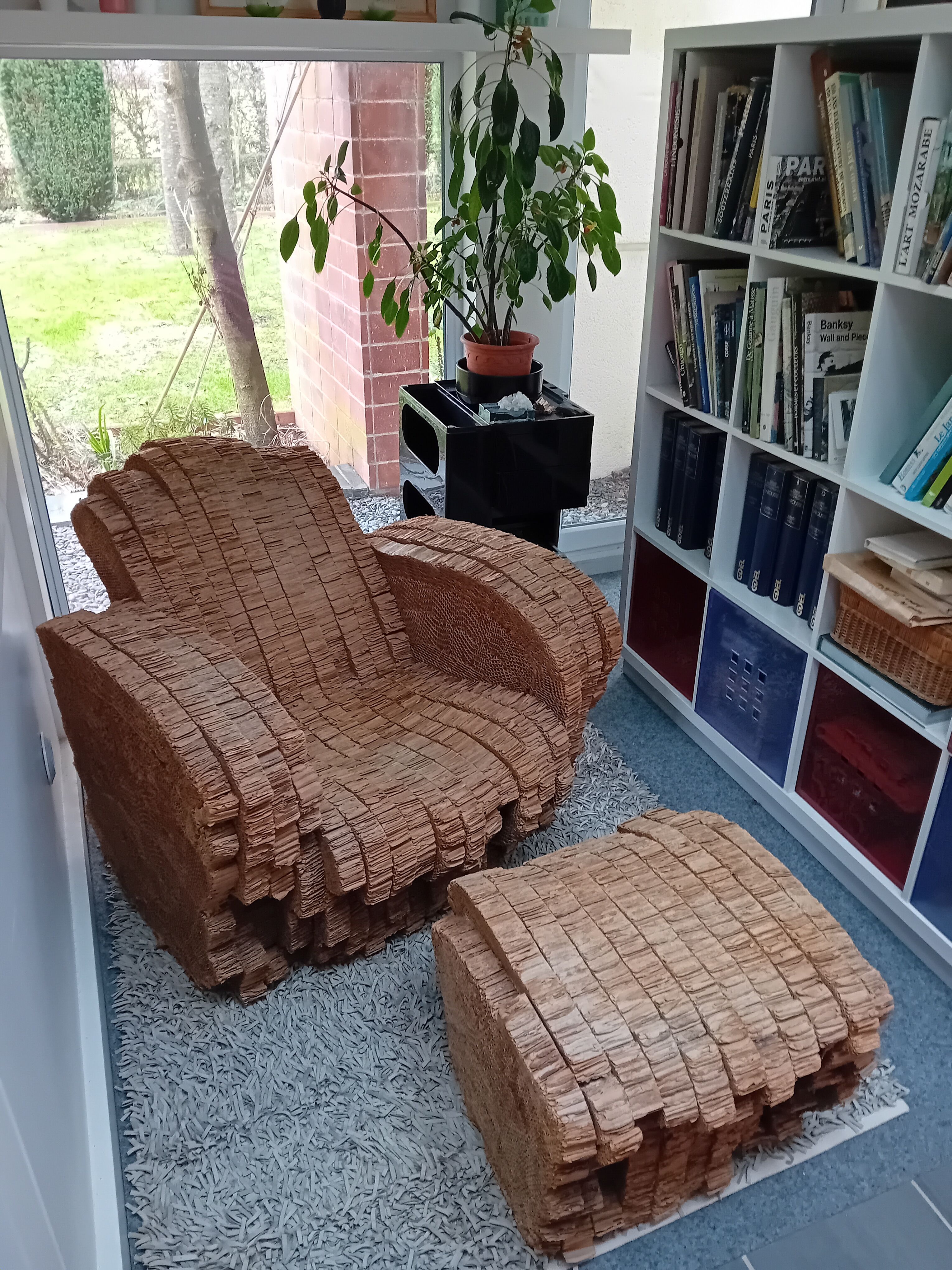 Pressed honeycomb cardboard armchair