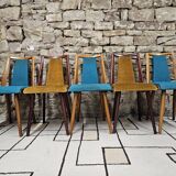Set of 5 vintage spindle foot bistro chairs 1960"