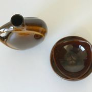 Mid Century Modern Ceramic Set: Handmade Vase & Ashtray, Yugoslavia