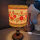 Bedside lamp with turned wooden base and floral shade - Ref 957