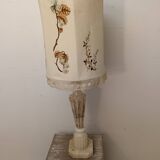 Marble base lamp with antique hand-embroidered lampshade