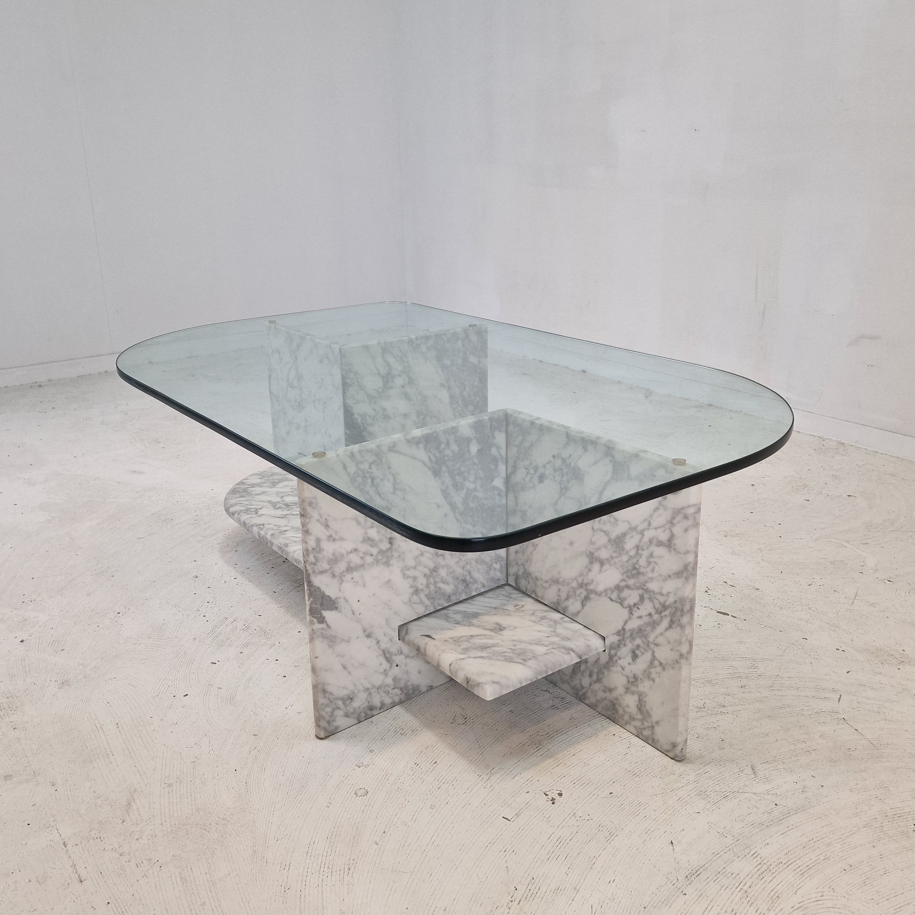 Italian Marble and Glass Coffee Table, 1980's
