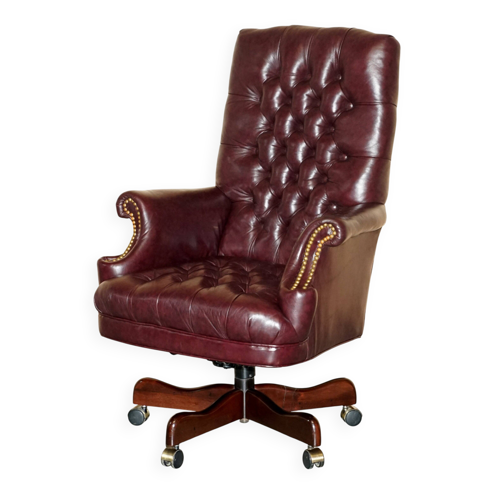 Vintage Chesterfield office chair with high back in Heritage leather.