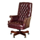 Fauteuil de bureau Chesterfield vintage dossier haut cuir Heritage