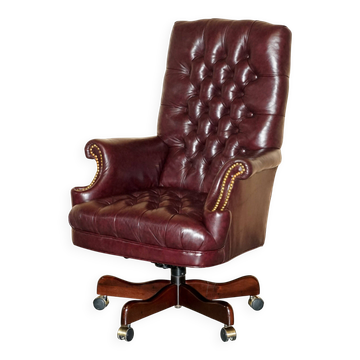 Fauteuil de bureau Chesterfield vintage dossier haut cuir Heritage