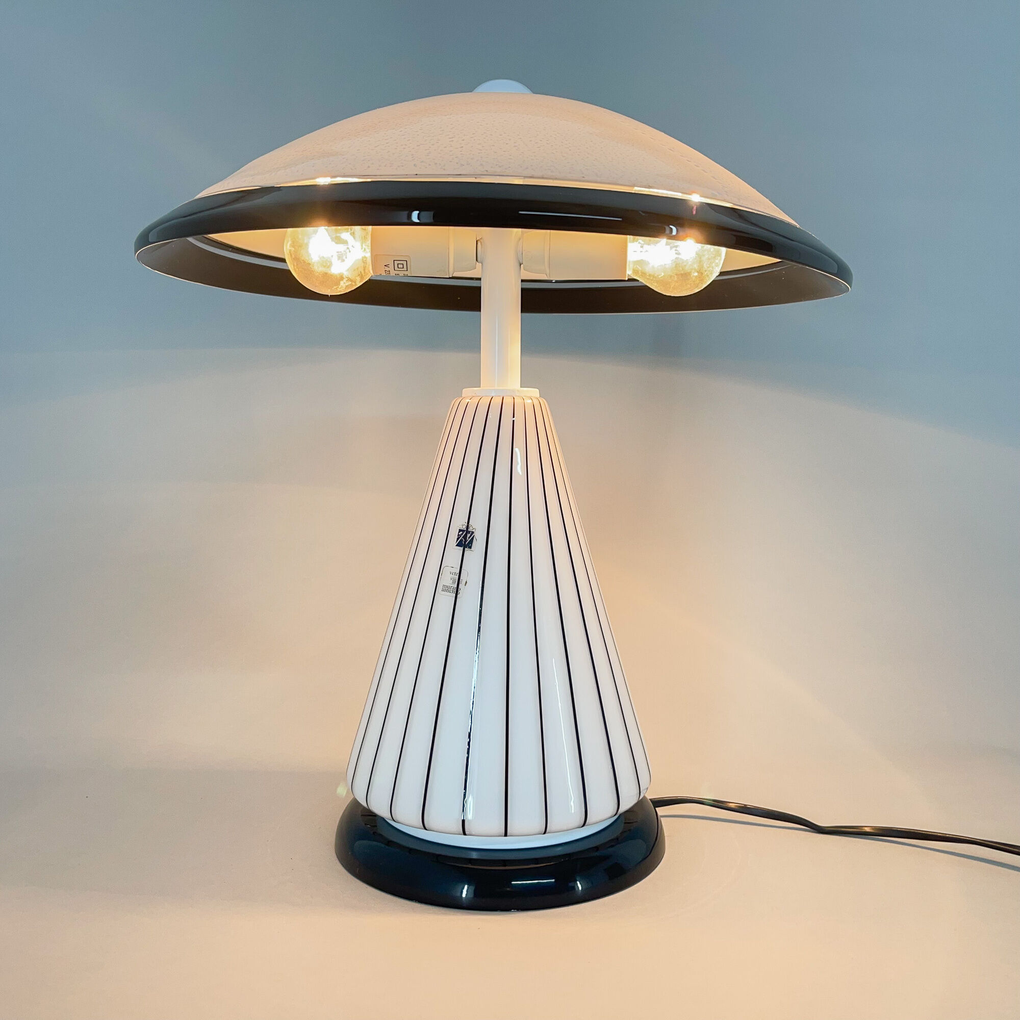 1980's Italian Mushroom Vetri Murano Glass Table Lamp by ZONCA, Labeled