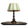 Lampe de table électrique avec abat-jour vert et blanc, années 1950