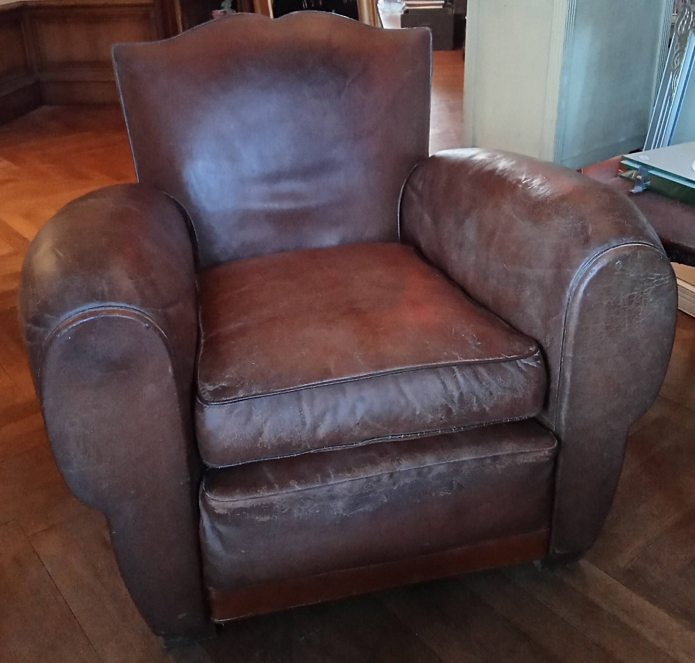 Vintage large club armchair moustache model