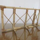 Bamboo rattan coat rack, 3 hooks 70s