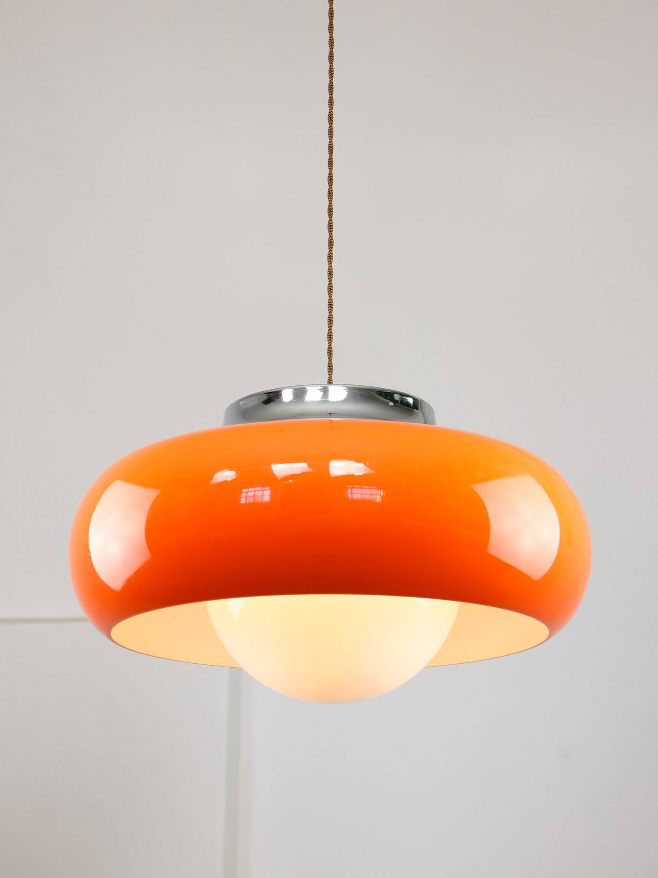 Large Space Age Model Best Pendant from Guzzini in Orange, 1970s