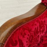 Années 1960, design danois, fauteuil en tissu rouge cerise, très bon état d’origine.