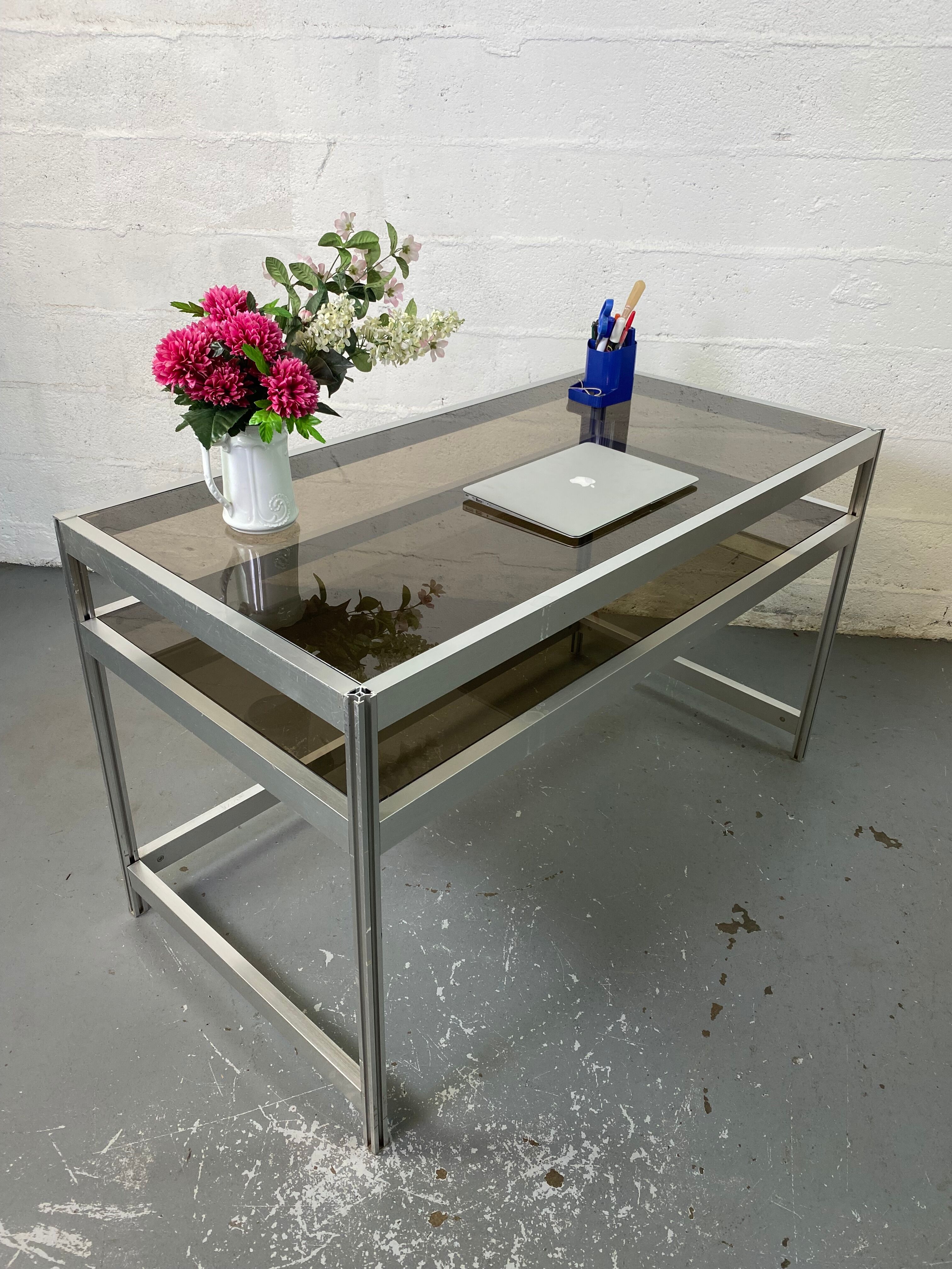 Aluminum and Glass Desk