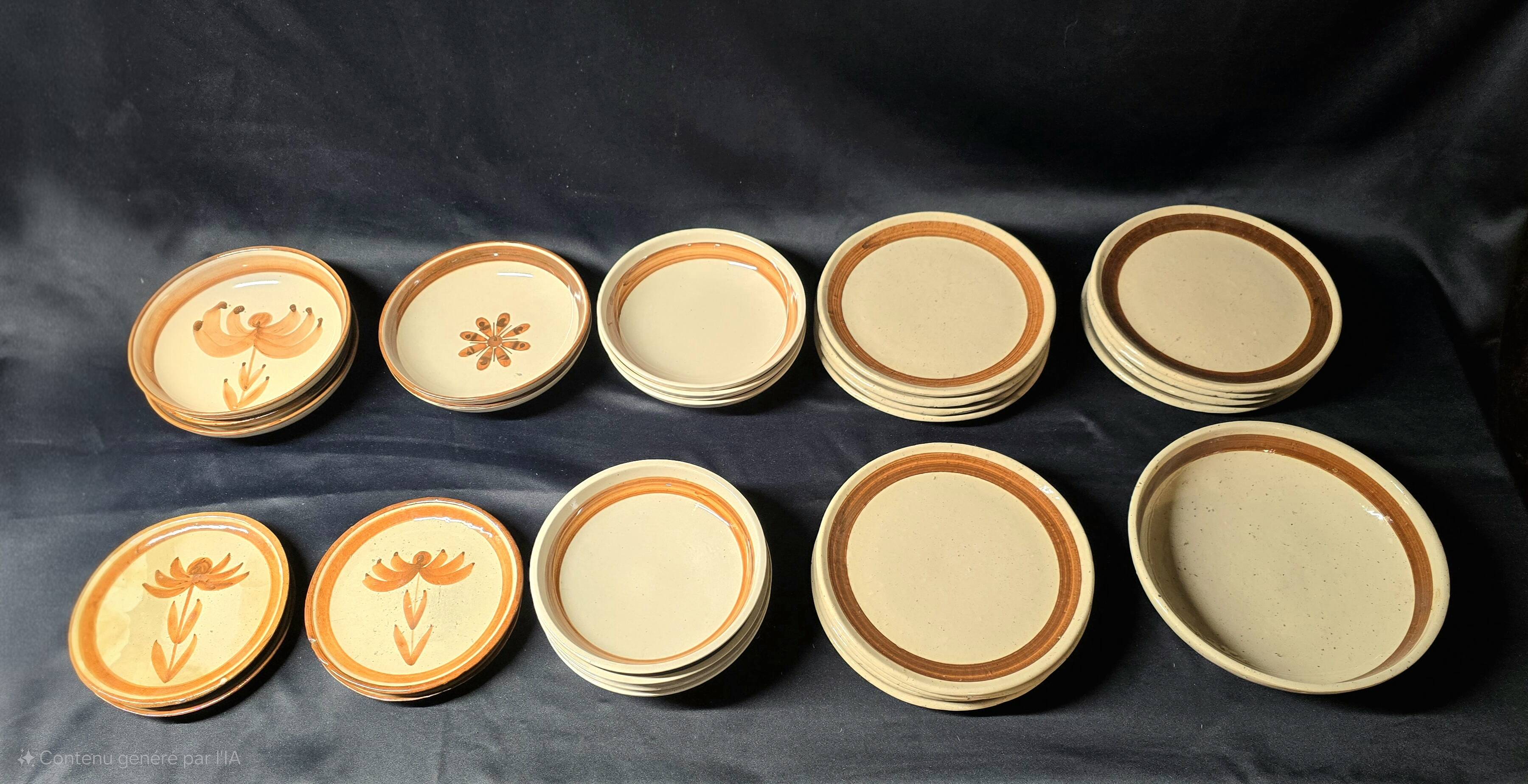 ROBERT PICAULT (1919-2000), a set of vintage glazed ceramic dishes