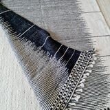 Black and white wool kilim rug 240 x 156