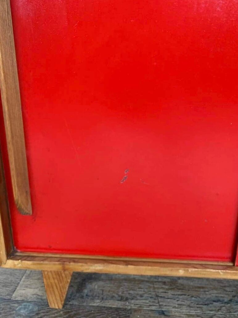 Small infilade vintage chest of drawers 2 sliding doors 2 drawers