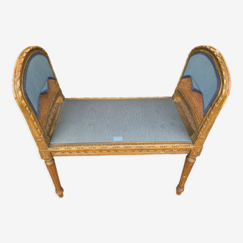 Bout de lit de style Louis XVI en bois et stuc doré