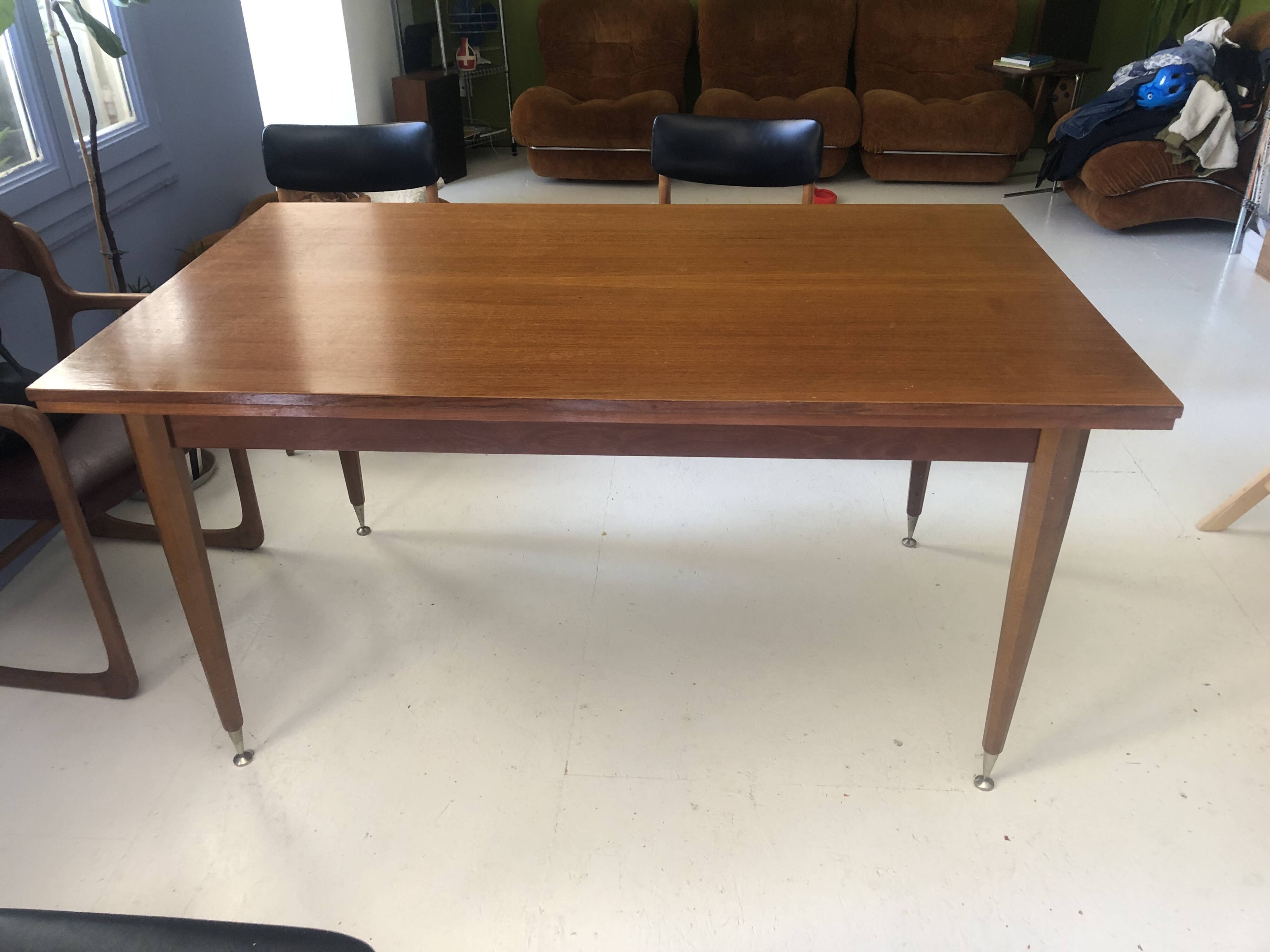 Mid-century Scandinavian dining table (with integrated extensions)