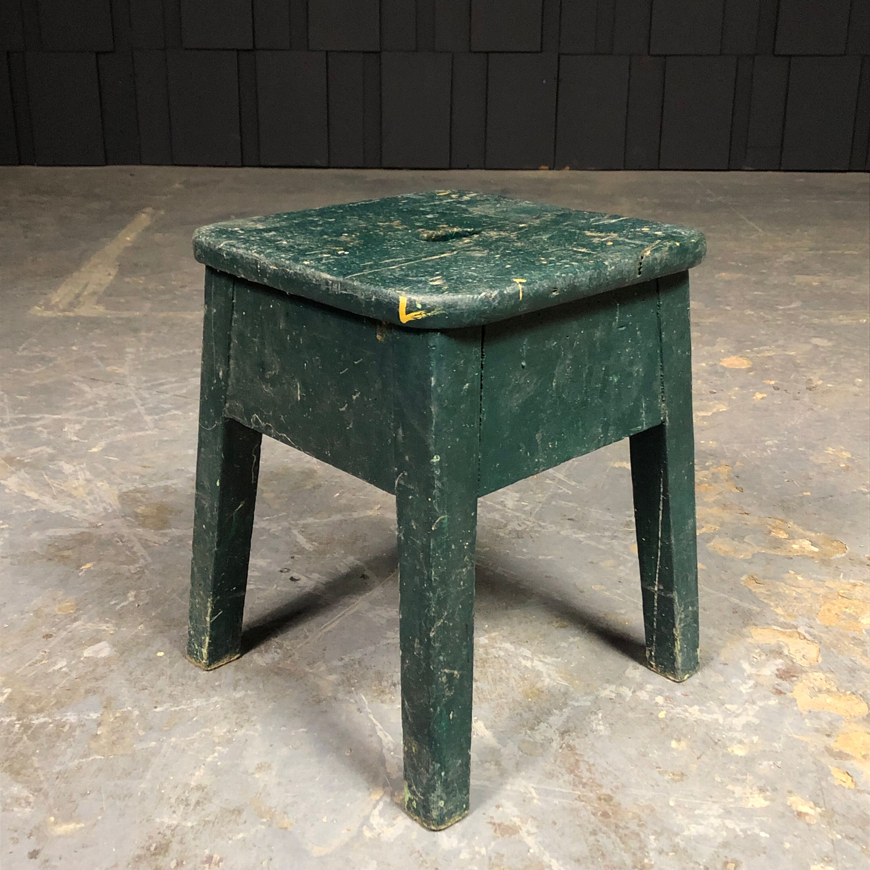 Small green painted wooden stool