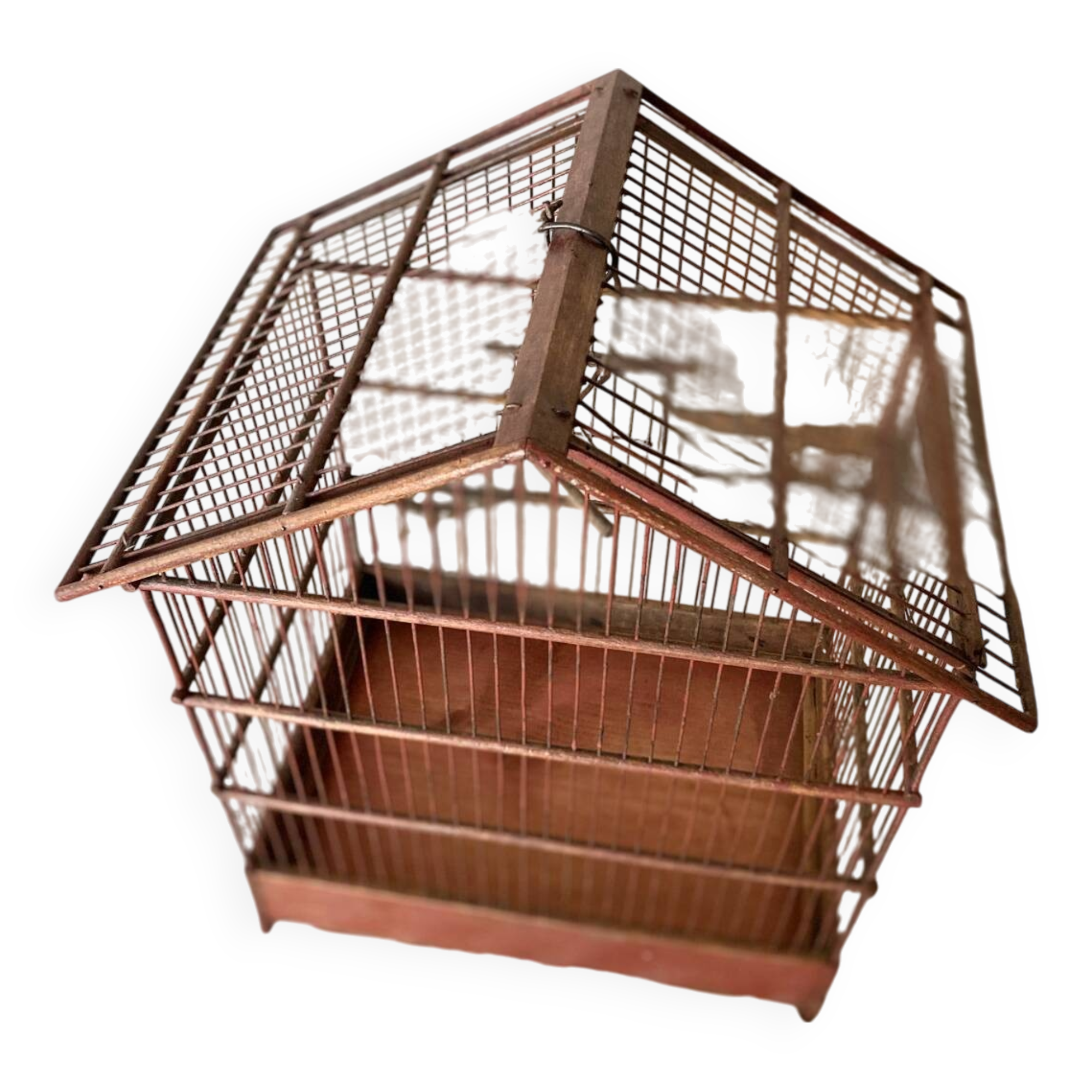 Antique wooden and steel birdcage