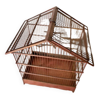 Antique wooden and steel birdcage