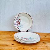 Set of 7 Badonviller Antibes plates with vintage floral decoration.