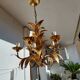 Chandelier gilded metal leaves by Hans Kogl, 1970's