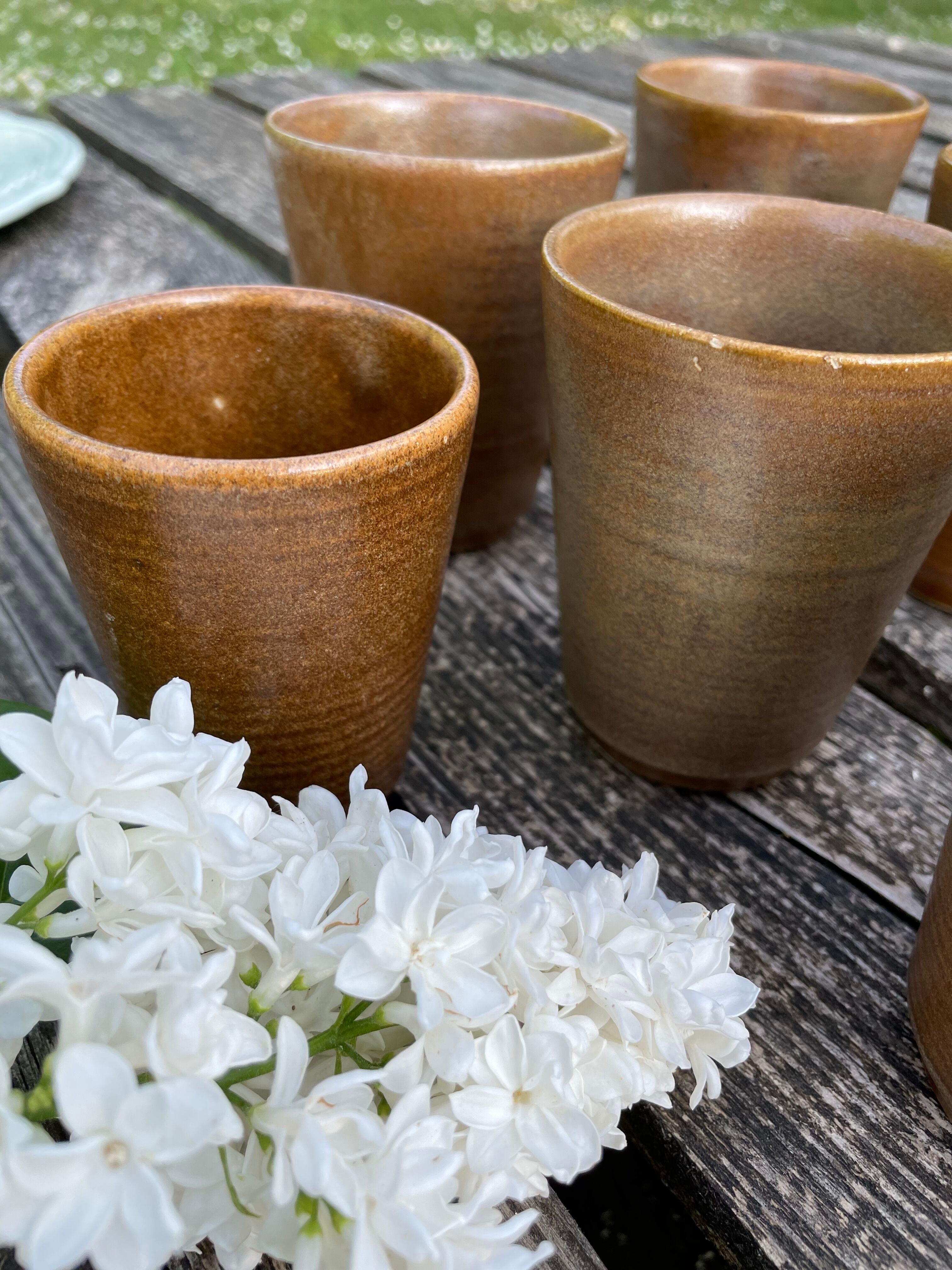 Set of 9 sandstone glasses from the Digoin manufacture