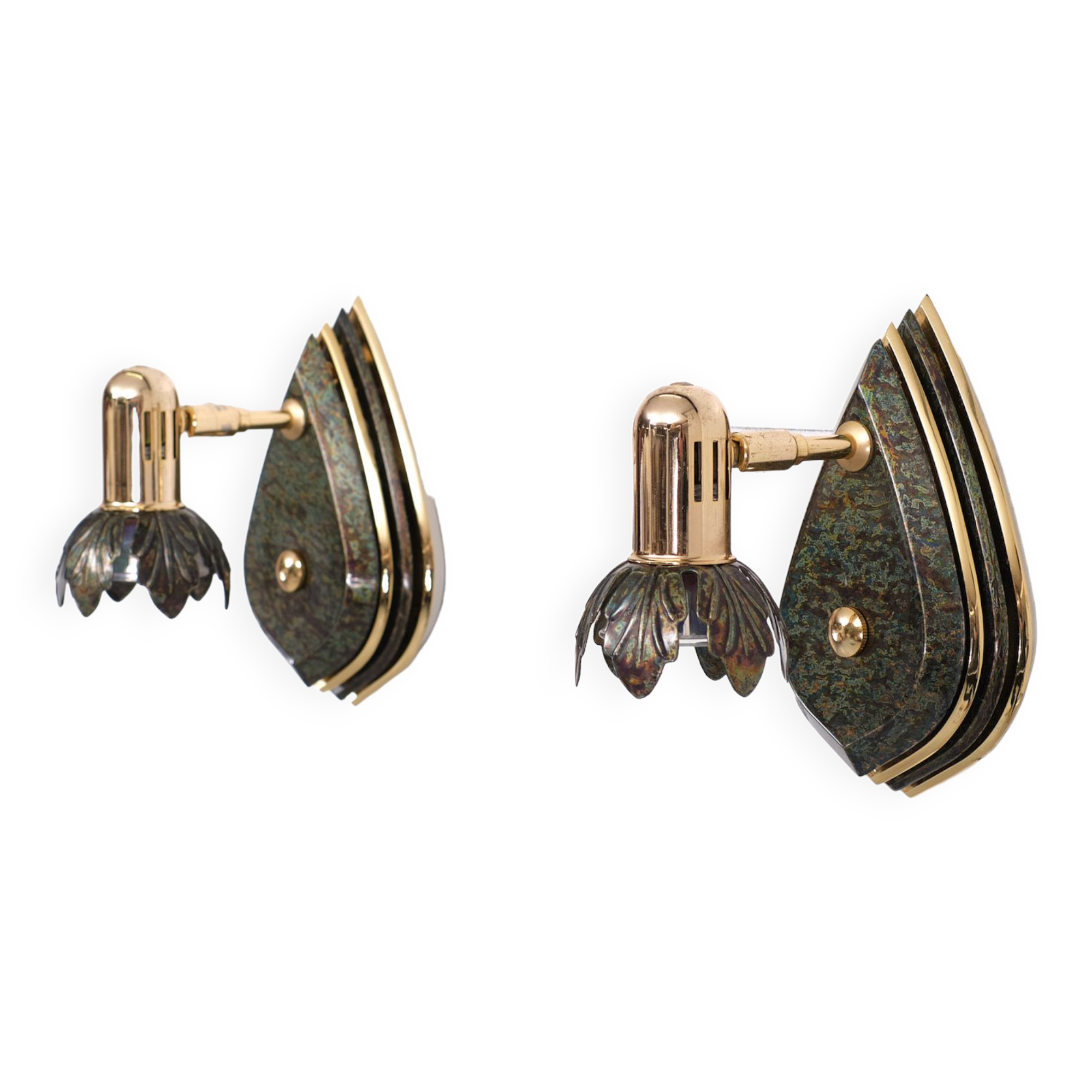 Set post modern diamond shape wall lamps, 1980s, spain