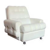 Fauteuil seventies en skaï blanc crème