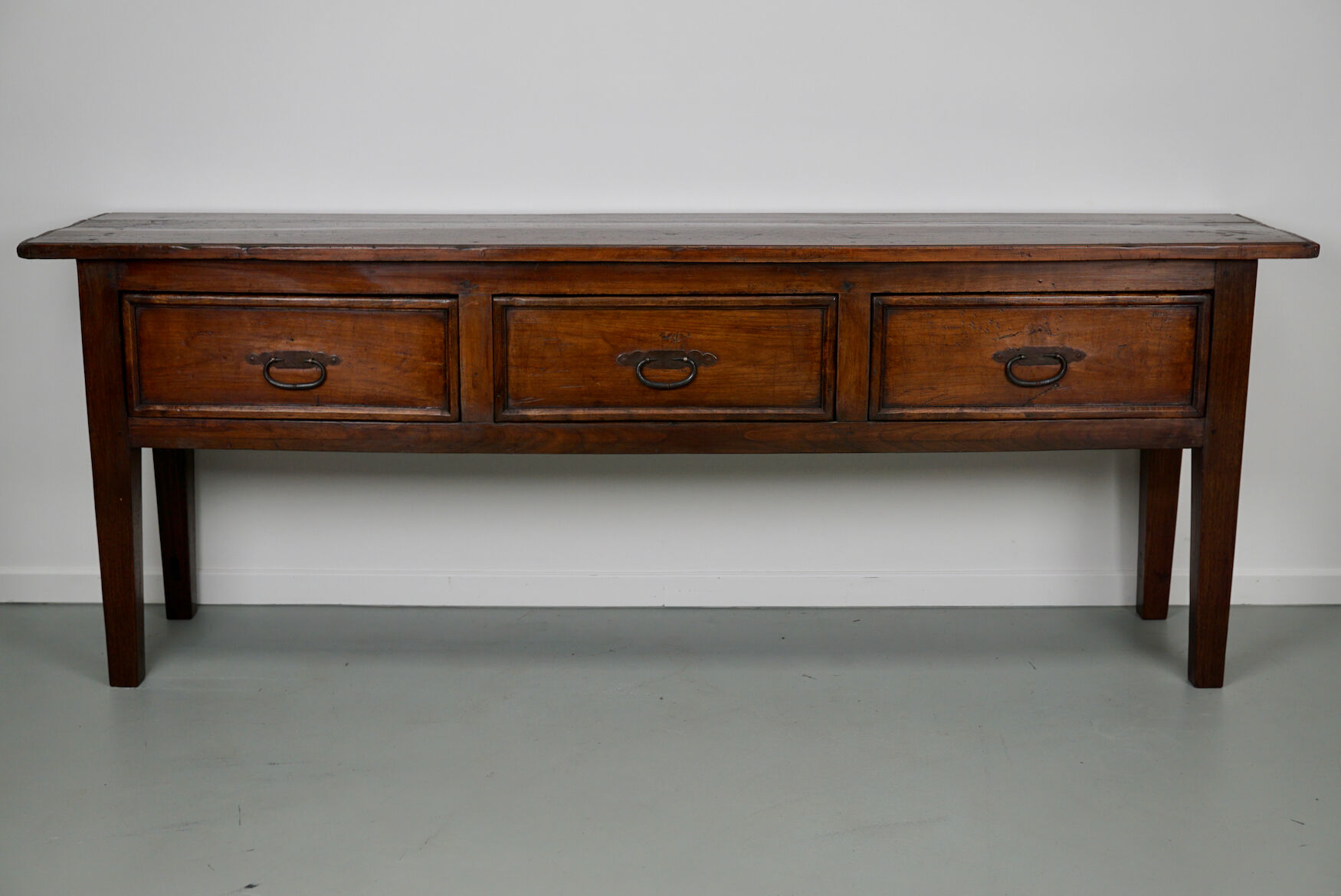 Antique french rustic farmhouse fruitwood & oak side table
