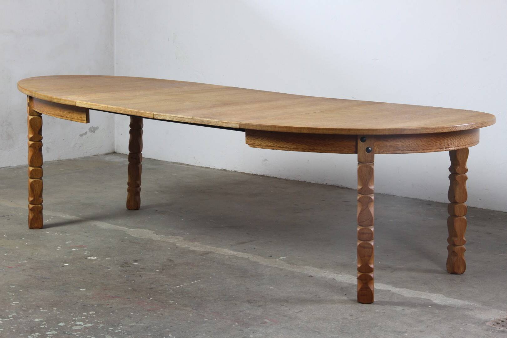 Vintage Oval Danish Oak Dining Room Table, H. Kjærnulf style, 1960s