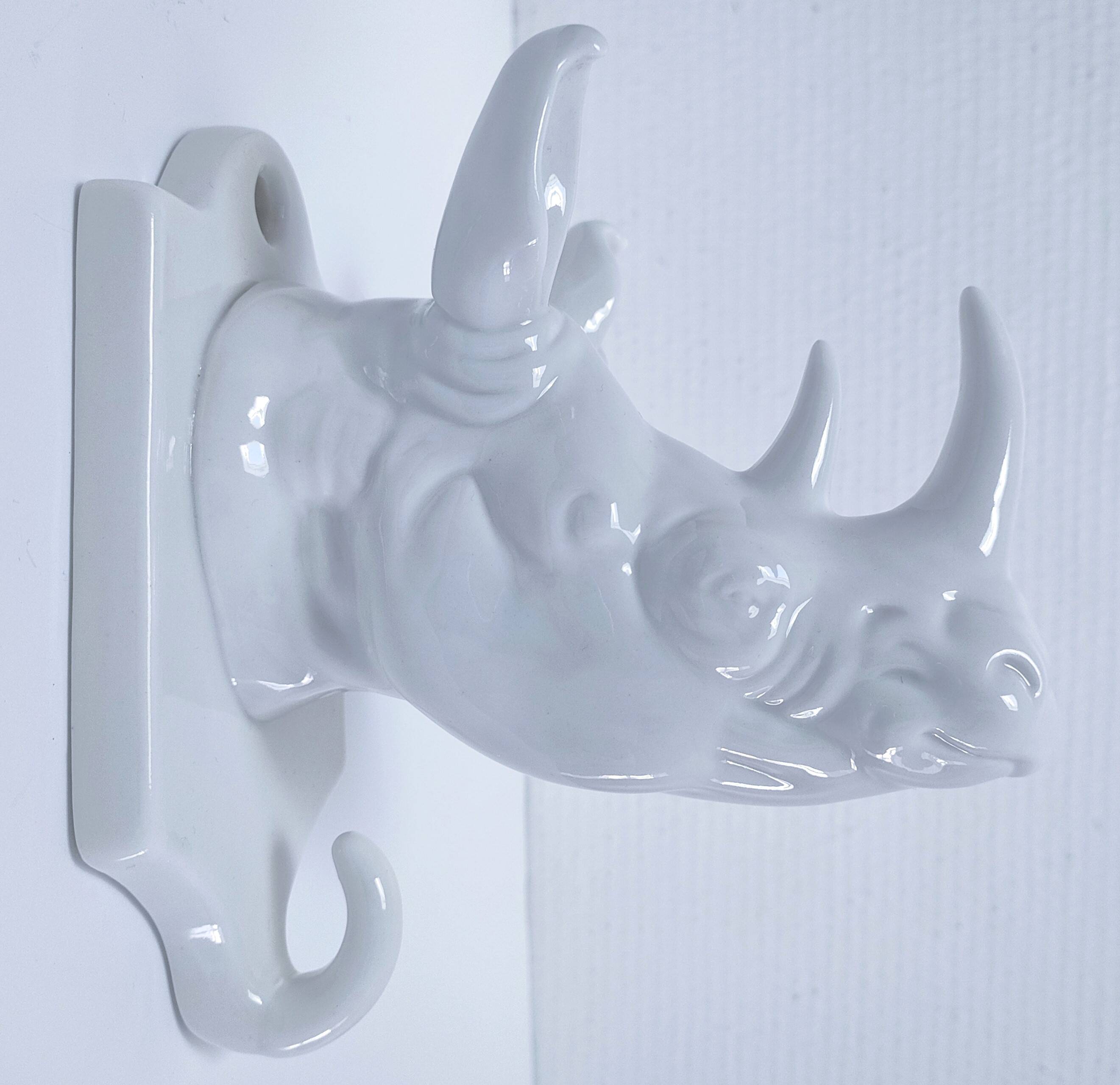 Porcelain rhinoceros design coat rack
