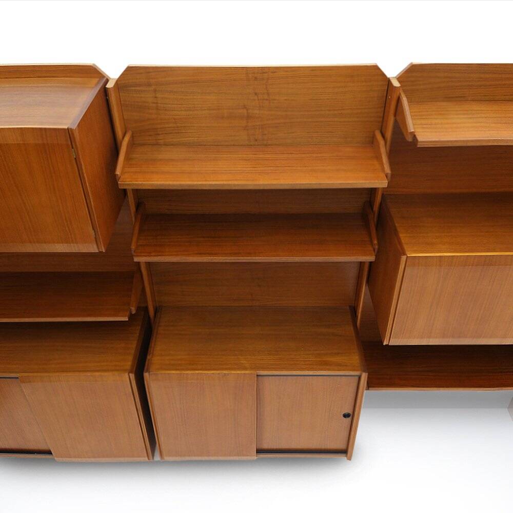 Wall unit with shelves, drawers and cabinets, 1960s.