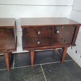 Pair of vintage 70s walnut bedside tables