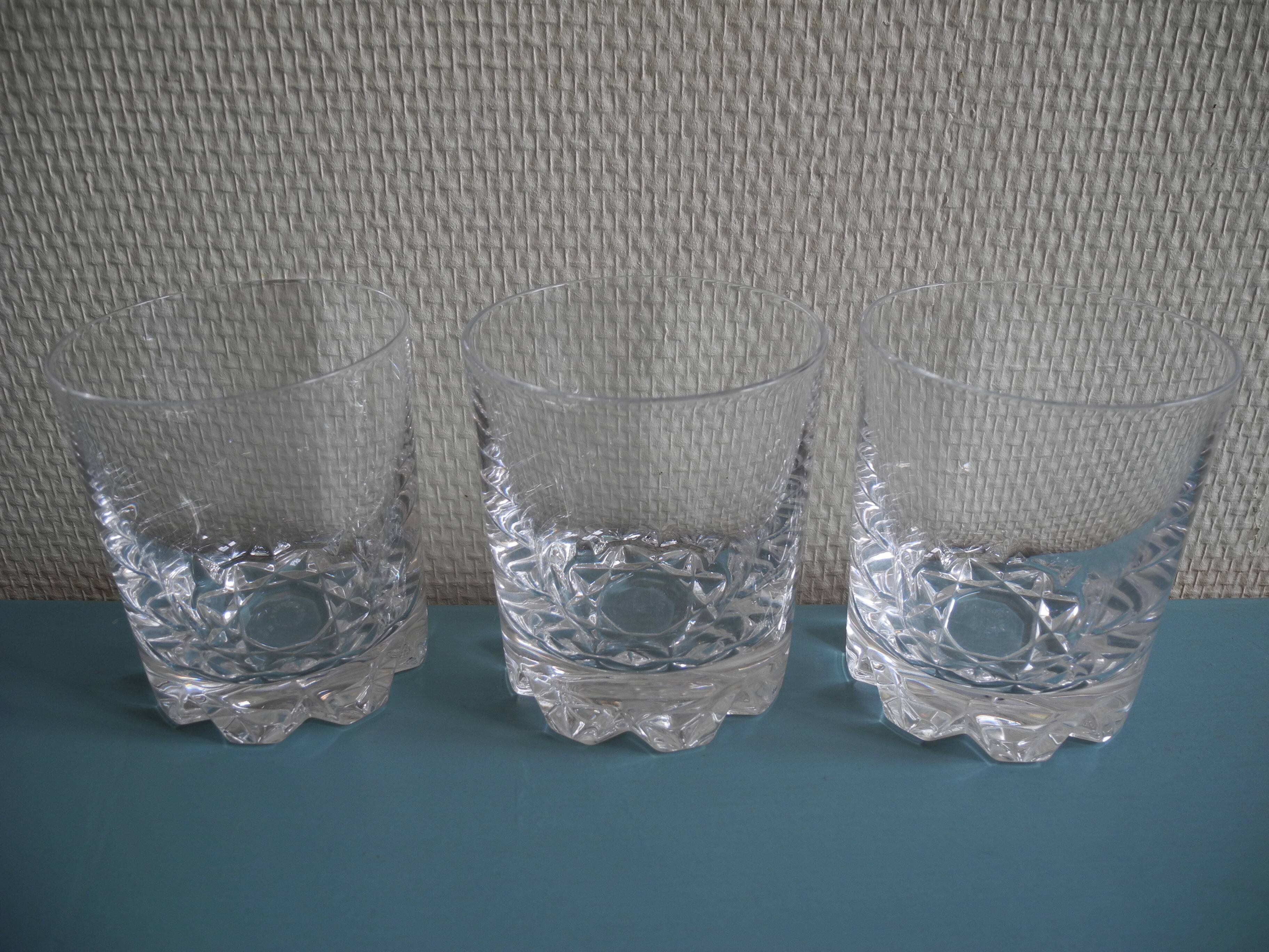 3 Vannes crystal whisky glasses vintage French crystal glasses set
