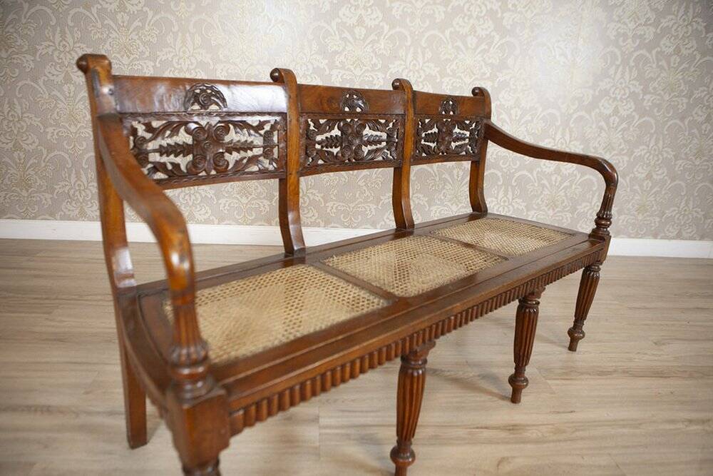 Antique Rosewood Parlor Set with Carved Backrests, Set of 3