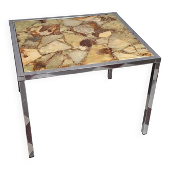 Marble and stainless steel coffee table