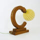 Art deco modernist wooden table lamp globe in yellow glass