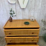 Vintage rattan chest of drawers