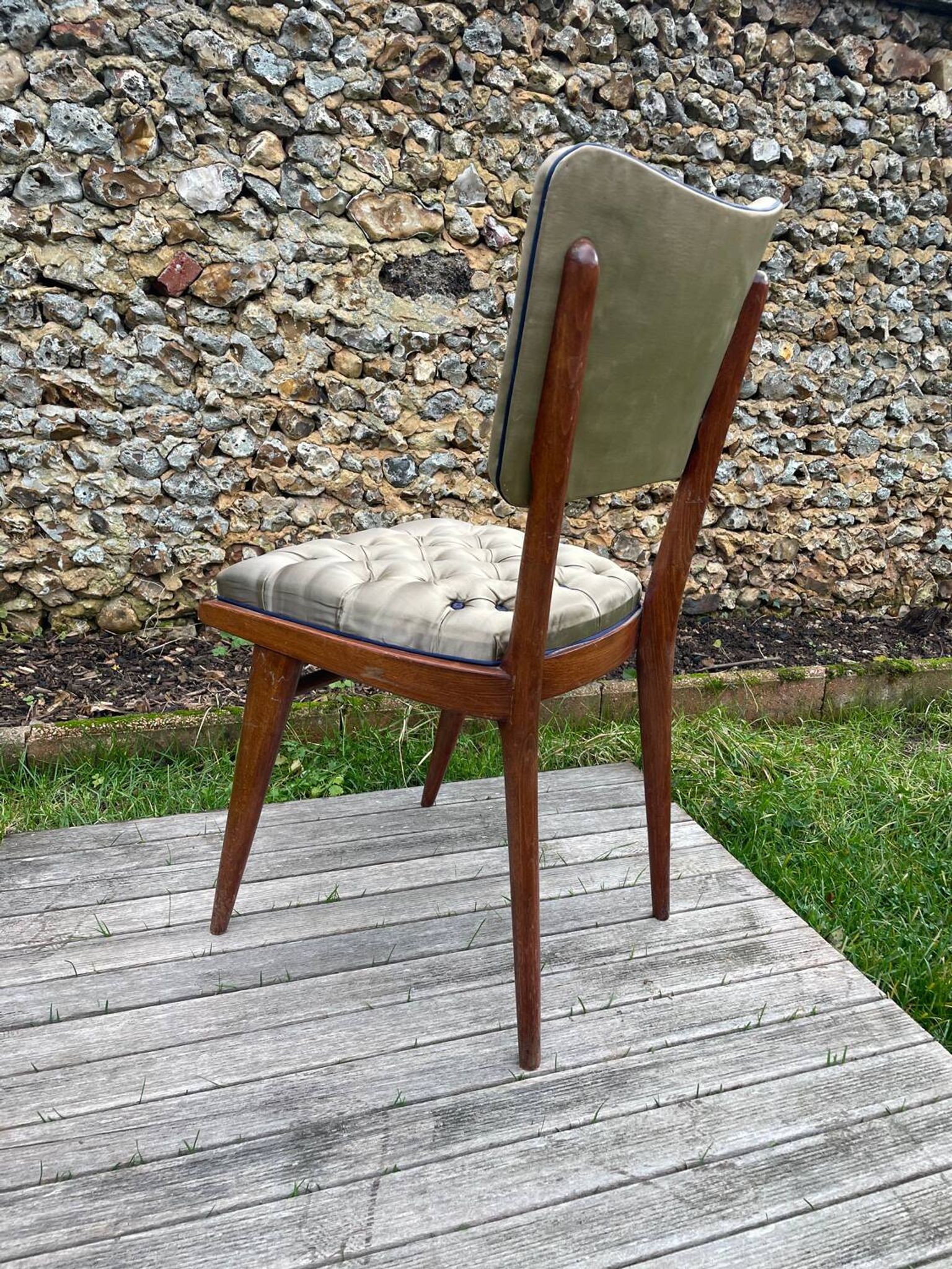 Vintage chair 50 taupe silk