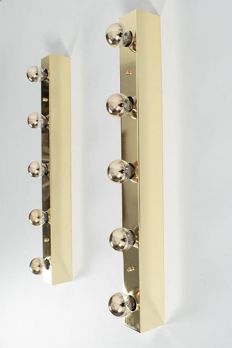 Brass Mirror Wall Lamps, Set of 2