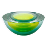 Cendrier flavio poli, murano, vert/jaune, seguso, 1970